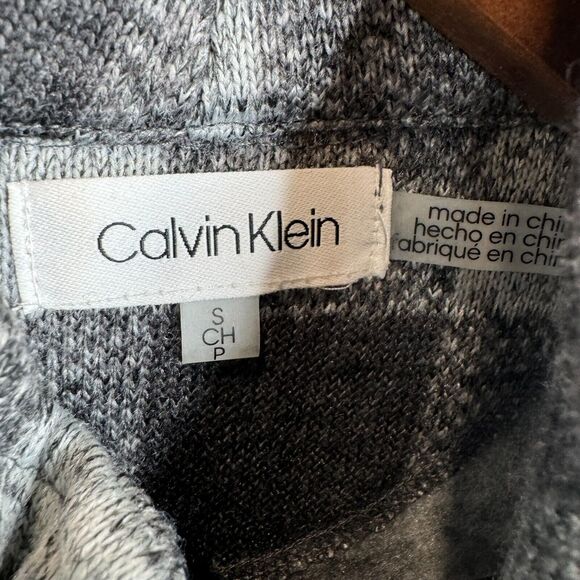 Calvin Klein Women's Glenn Plaid Knit Full Zip Sleeveless Black/Gray Size Small - Picture 5 of 11